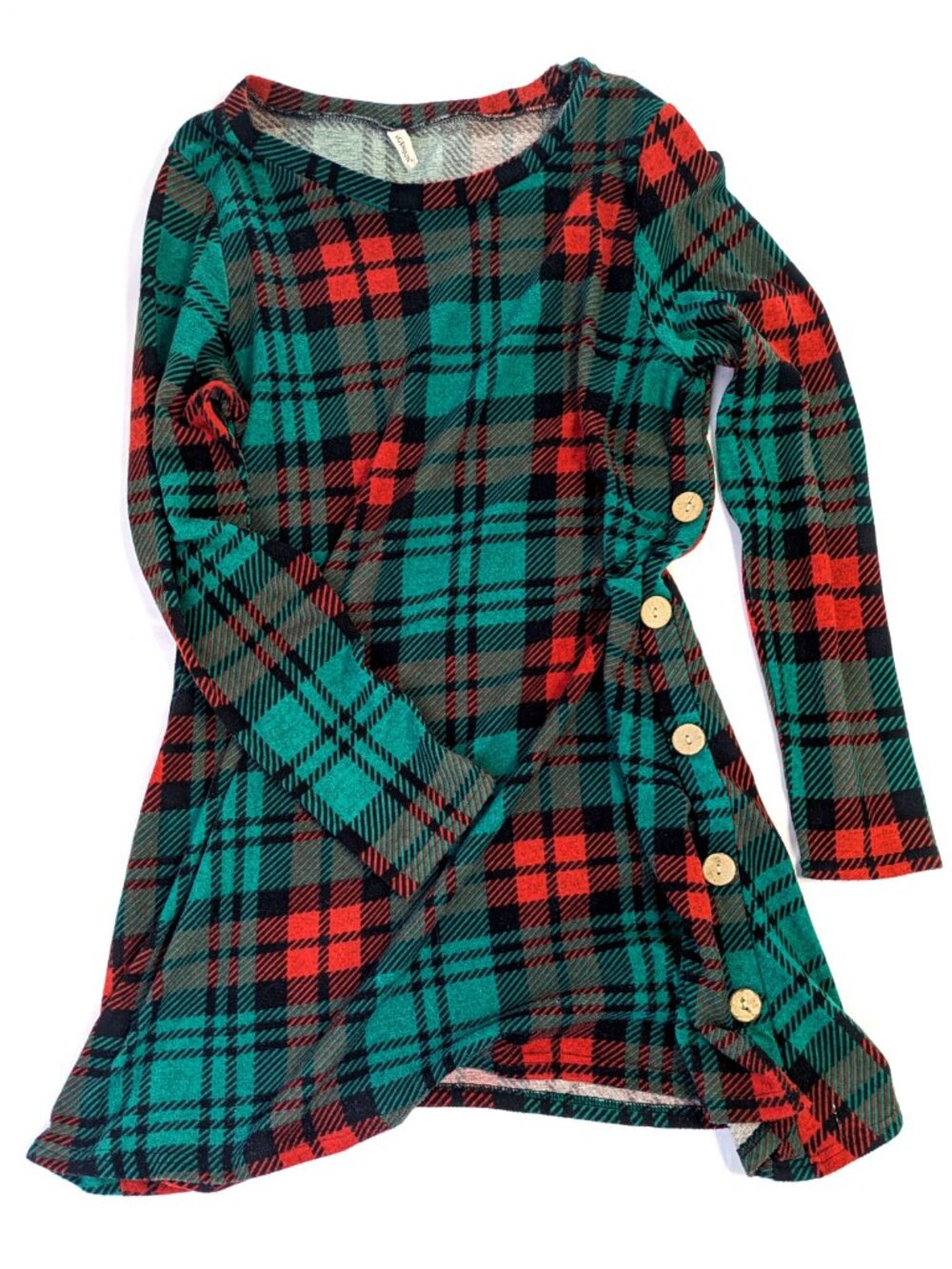 Plaid igenjun Dress - Women's 2XL - Red & Green Button Side Lincoln Log Midi